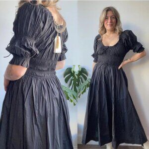 MADEWELL PEASANT DRESS IN NAVY BOHO SOZE MEDIUM